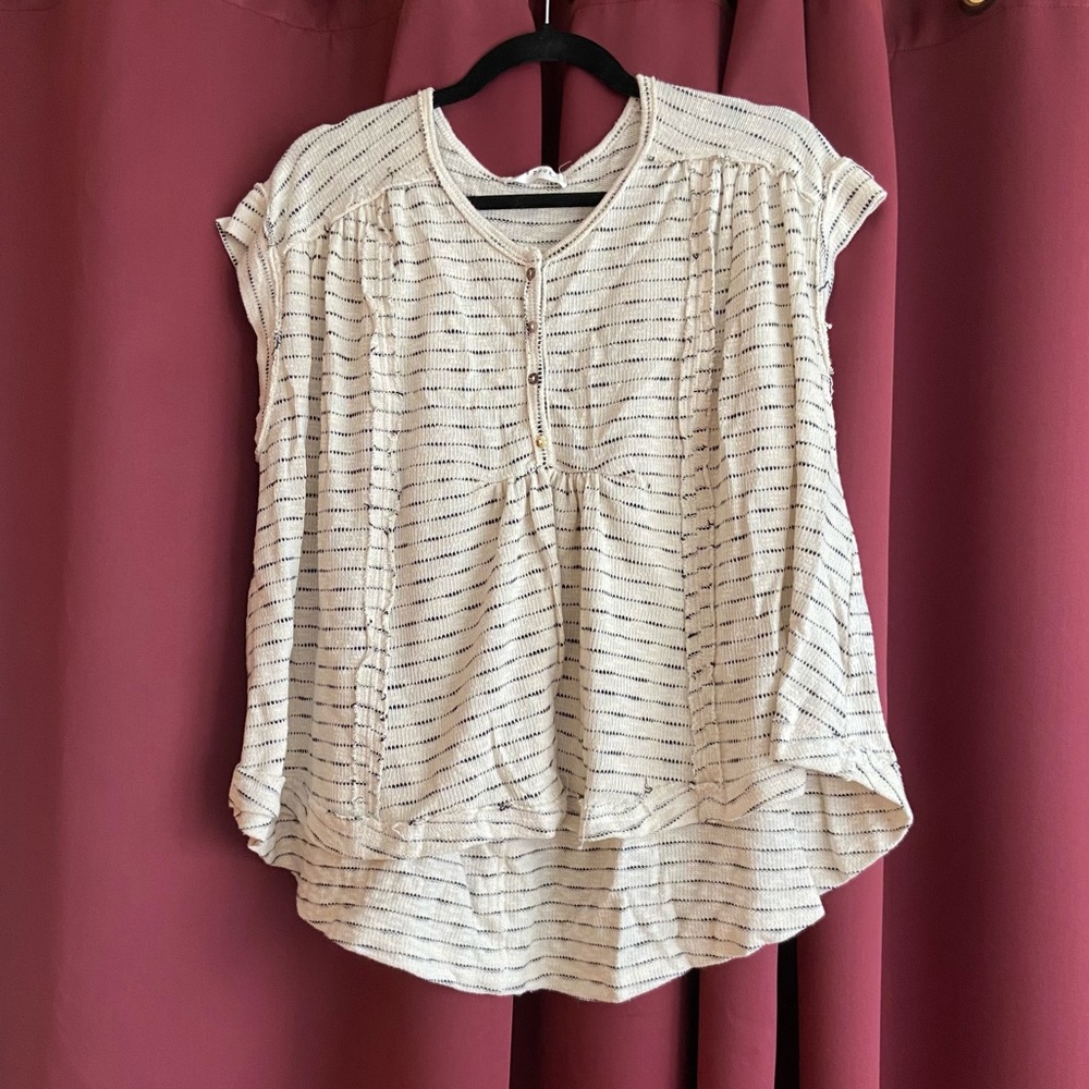 Black and White Striped Short Sleeve Shirt